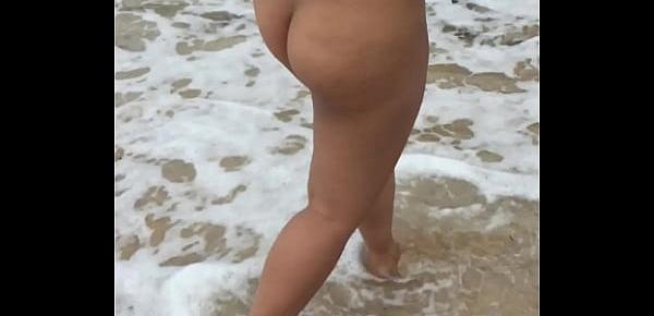  Sexy Asian Wife with Big Tits Nude on Beach